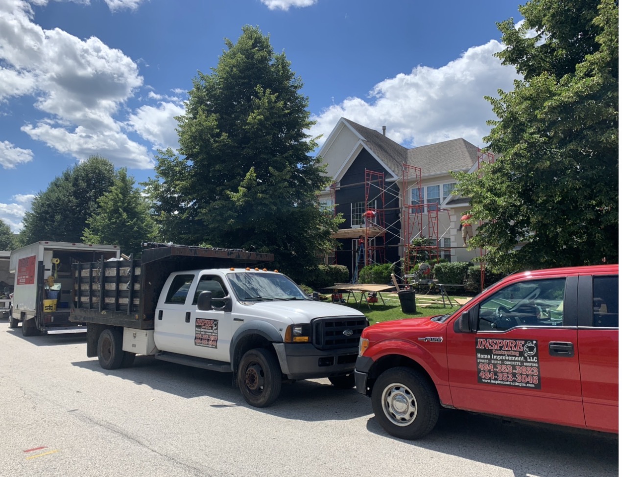 Weather-damaged elevation being rebuilt on a home in Amity Township, Berks County PA